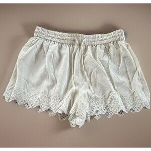 Joie White Womens Silk Lined Scalloped Lace Hem Shorts with Pockets Sz S NWOT